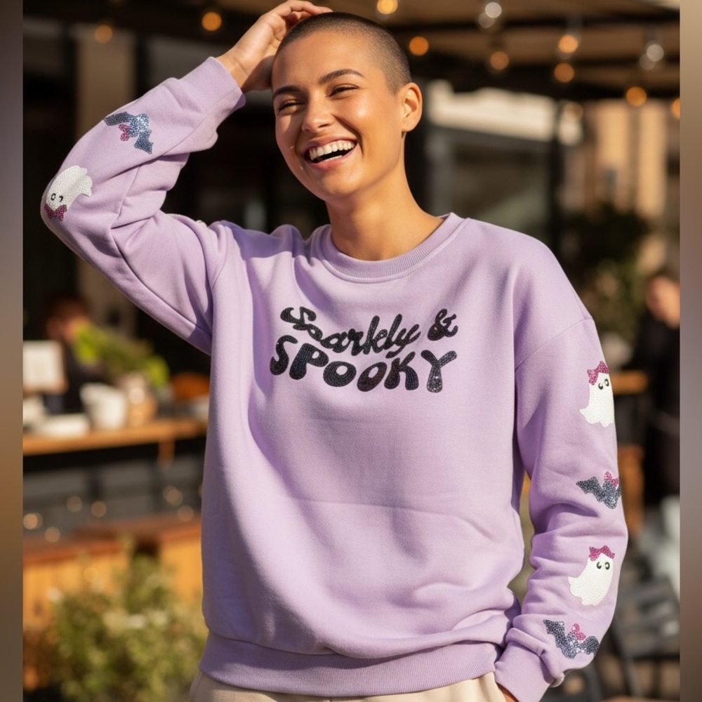 Purple Sparkly & Spooky Sweatshirt